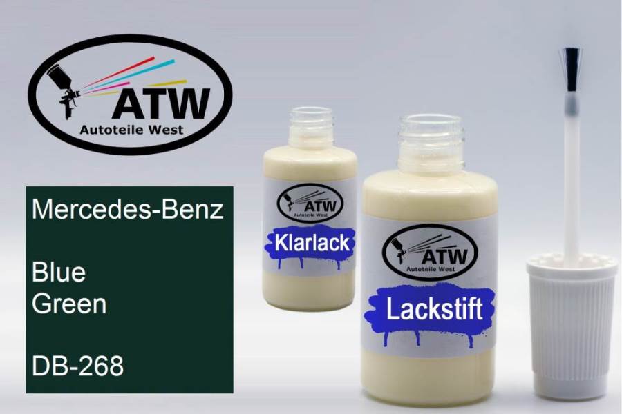 Mercedes-Benz, Blue Green, DB-268: 20ml Lackstift + 20ml Klarlack - Set, von ATW Autoteile West.